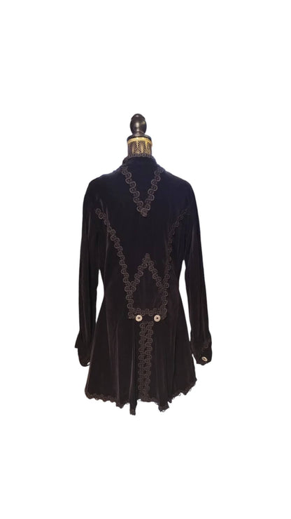 Giacca vintage in velluto nero gotica con alamari