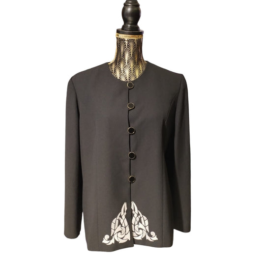 Giacca parigina vintage nera con ricami