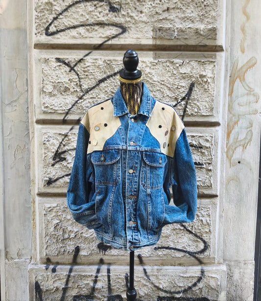 Giacca vintage in jeans Turquoise Taglia xl