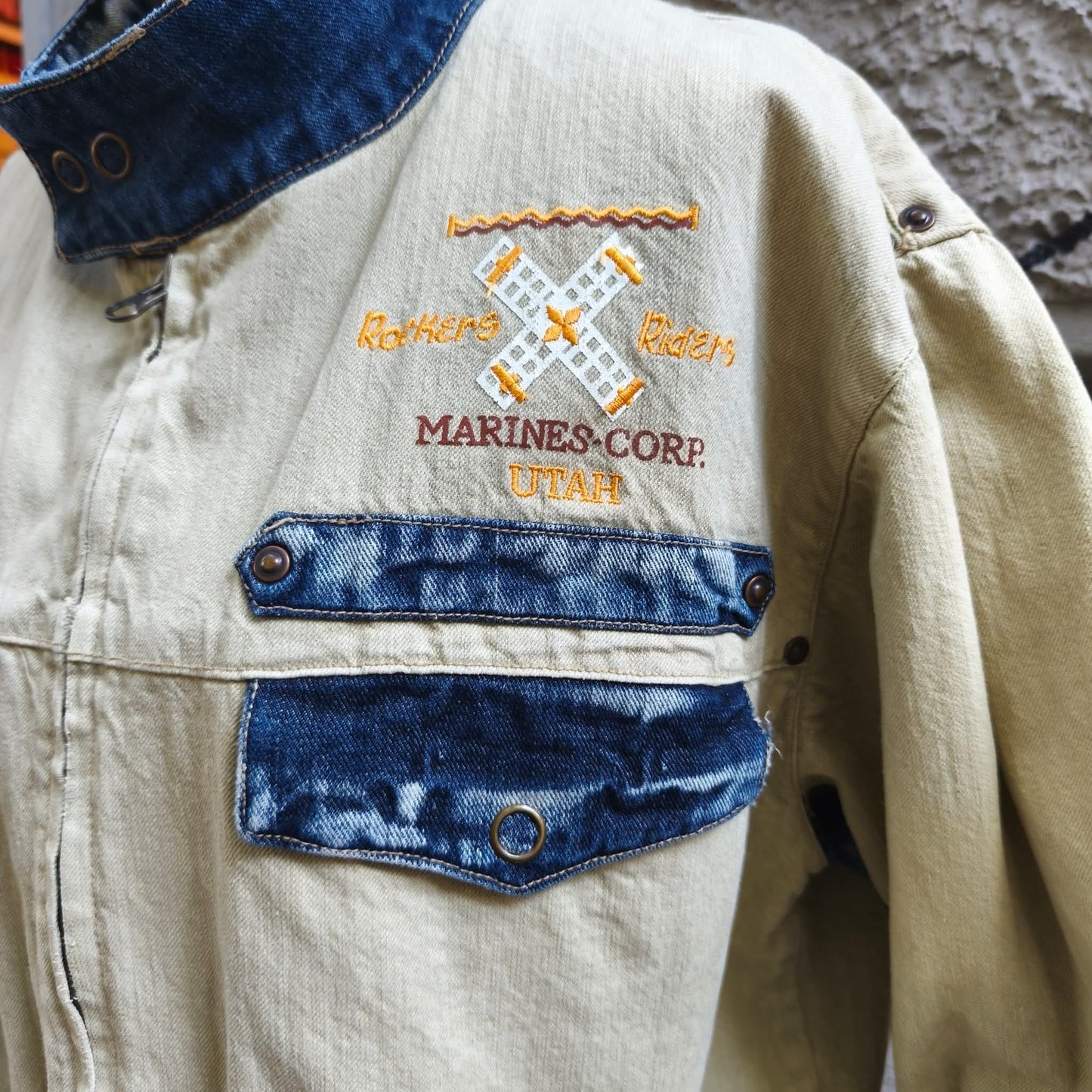Giacca uomo in jeans vintage Marines Corp Joy Blue Taglia xl