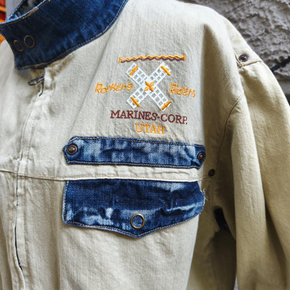 Giacca uomo in jeans vintage Marines Corp Joy Blue Taglia xl