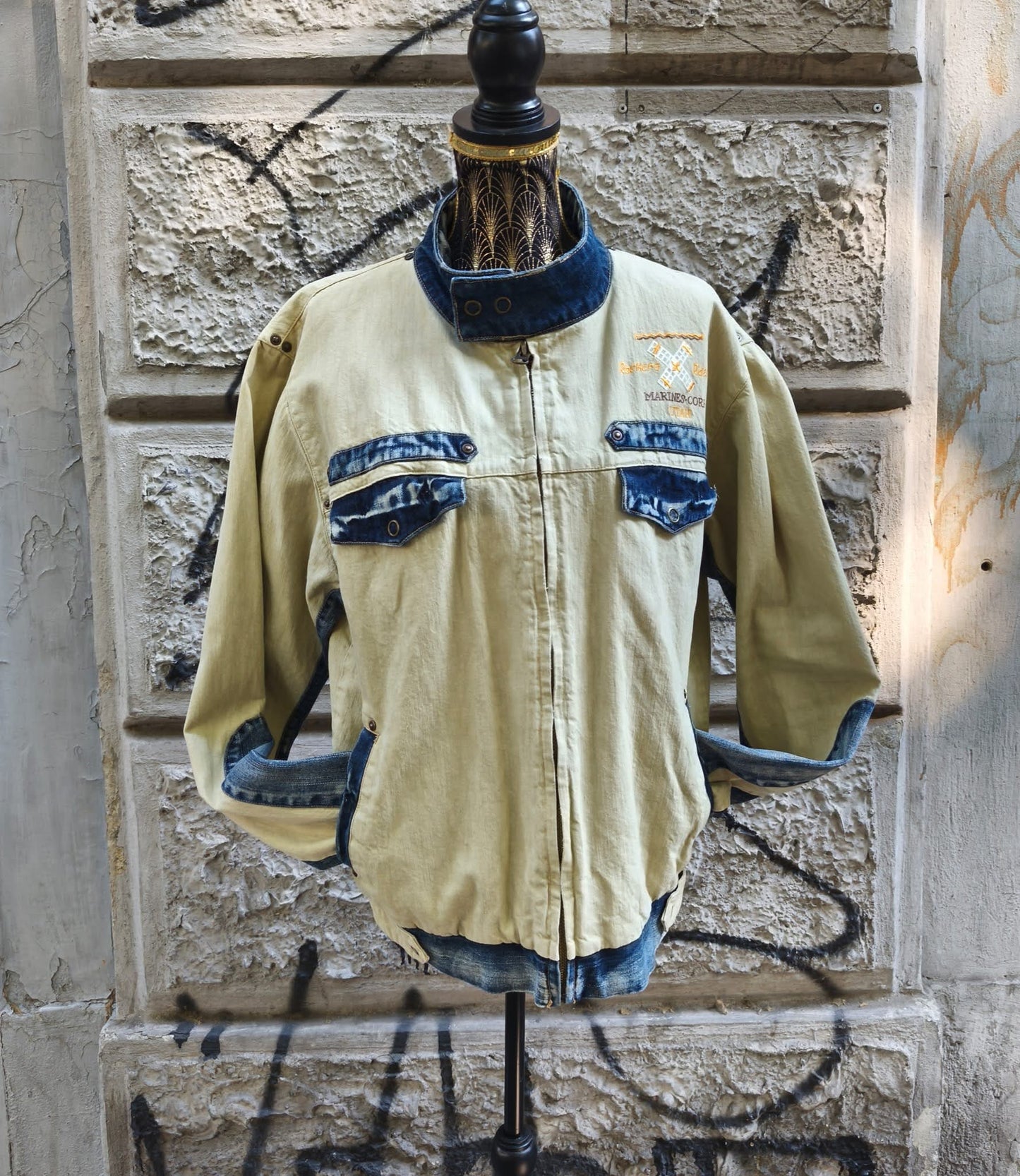 Giacca uomo in jeans vintage Marines Corp Joy Blue Taglia xl