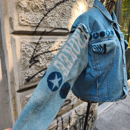 Giacca in jeans vintage Shining nativi d'America Taglia L