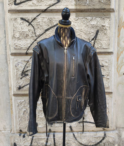 Giacca vintage in pelle Harley Davidson smanicabile Taglia xl