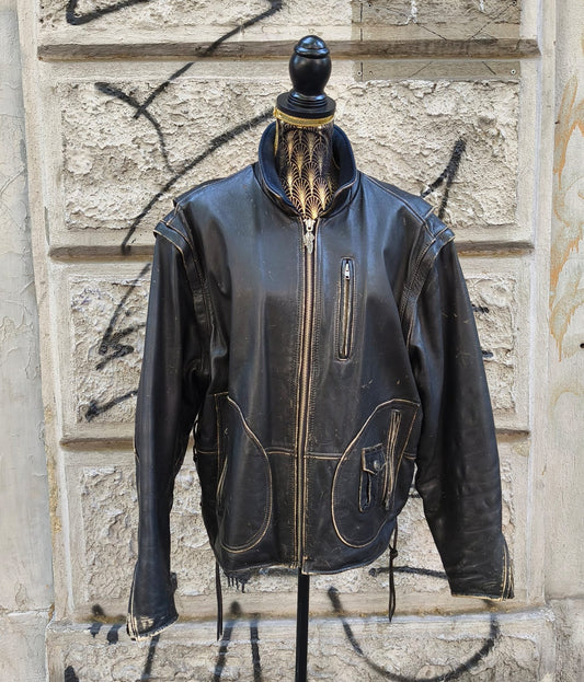 Giacca vintage in pelle Harley Davidson smanicabile Taglia xl