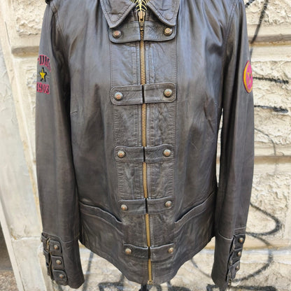 Giacca vintage in pelle Harley Davidson testa di moro