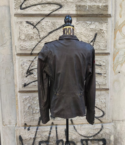 Giacca vintage in pelle Harley Davidson testa di moro