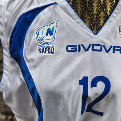 Canotta basket vintage dell'Azzurro Napoli con autografi Taglia xl