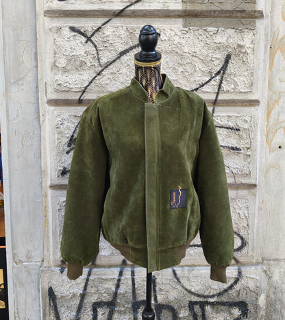 Bomber verde oliva in alcantara vintage custom David Bowie Taglia 54
