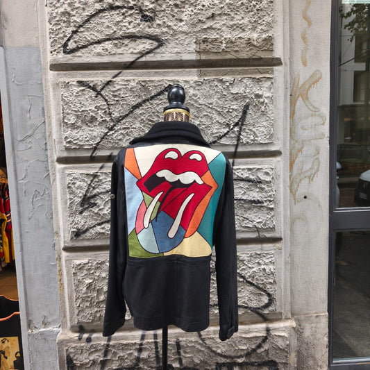 Giacca Calvin Klein vintage in pelle custom Roling Stones