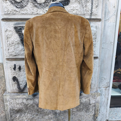 Blazer uomo vintage in velluto a coste color nocciola