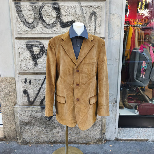 Blazer uomo vintage in velluto a coste color nocciola