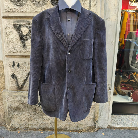 Blazer uomo vintage in velluto a coste grigio