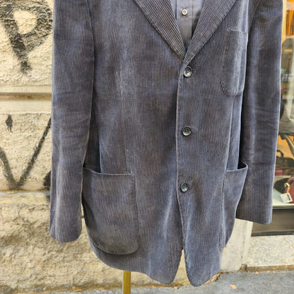 Blazer uomo vintage in velluto a coste grigio