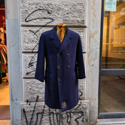 Cappotto donna blu vintage custom in pura lana Audrey Hepburn