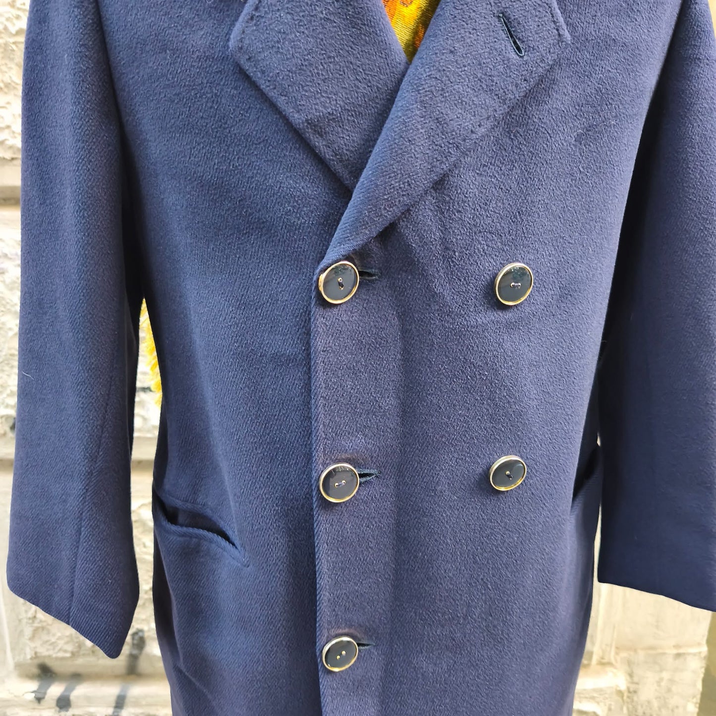 Cappotto donna blu vintage custom in pura lana Audrey Hepburn