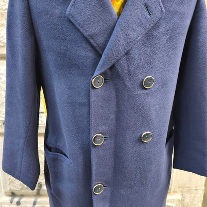 Cappotto donna blu vintage custom in pura lana Audrey Hepburn