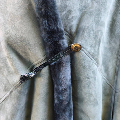 Montone shearling vintage verde smeraldo con ricami