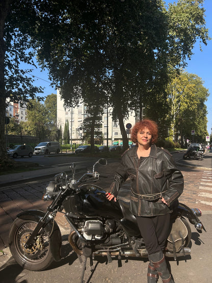 Giacca uomo in vera pelle, modello biker vintage