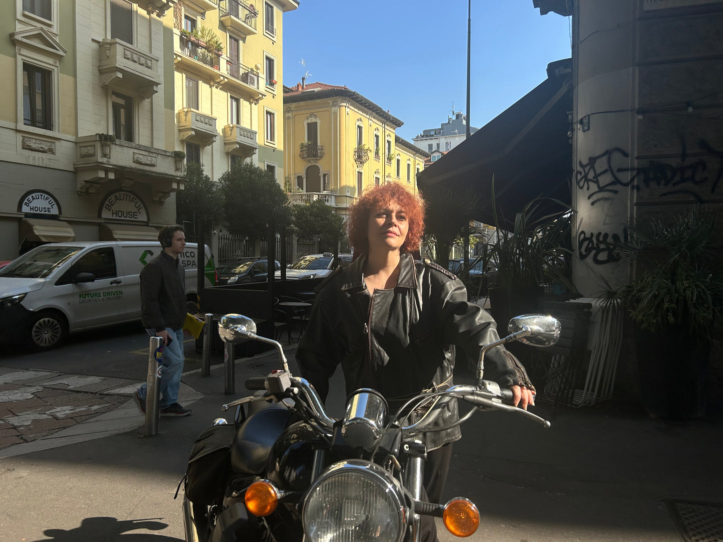 Giacca uomo in vera pelle, modello biker vintage