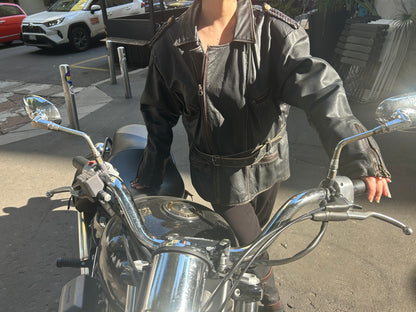 Giacca uomo in vera pelle, modello biker vintage