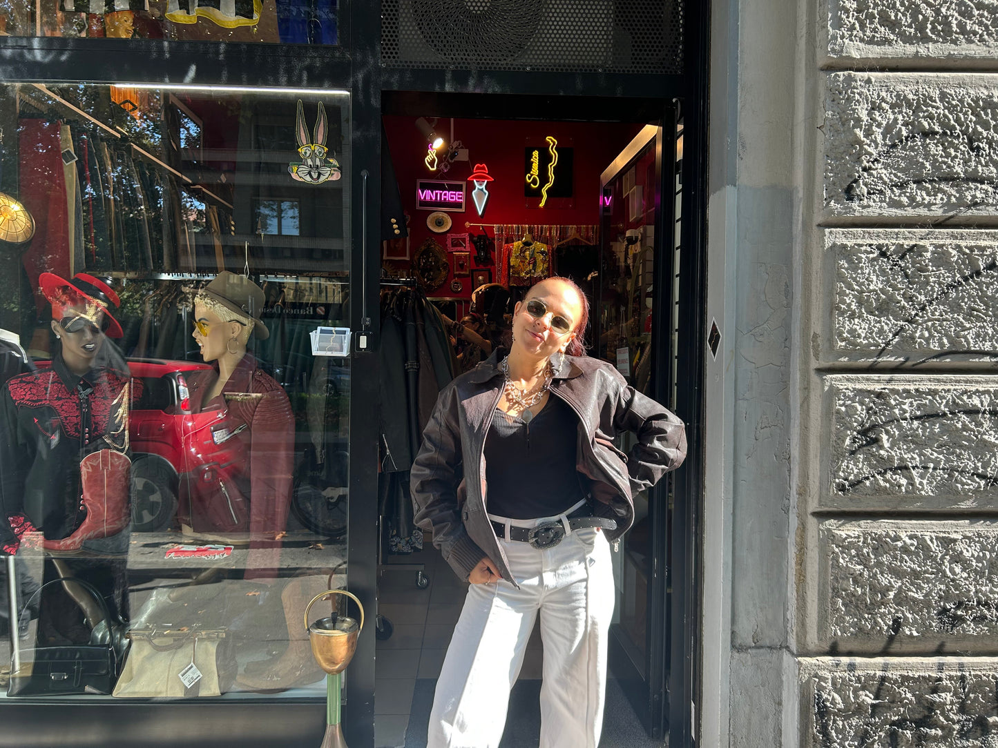 Bomber unisex vintage in vera pelle marrone Boss by Hugo Boss