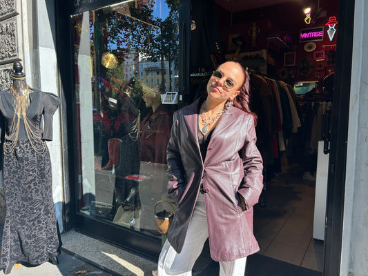 Giacca donna lunga in vera pelle vintage