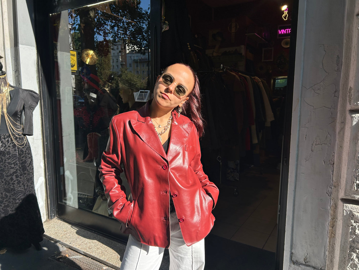 Giacca donna vintage in vera pelle