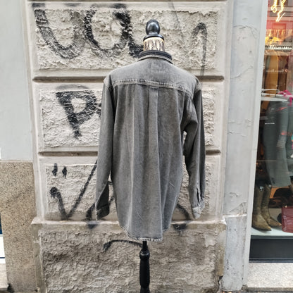 Camicia in jeans nera texana vintage