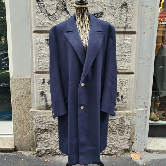 Cappotto vintage blu in pura lana