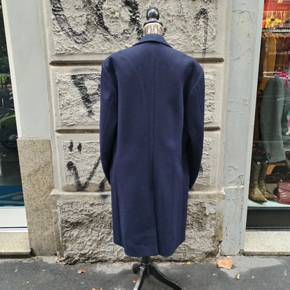 Cappotto vintage blu in pura lana