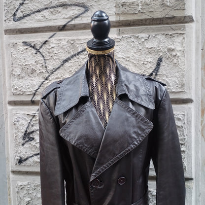 Trench vintage in pelle marrone