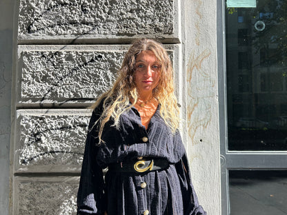 Camicia over vintage in velluto con bottoni gioiello
