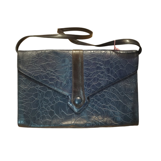 Borsa a tracolla blu e nera in pelle