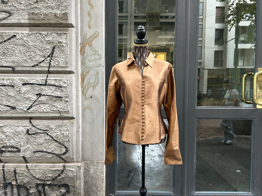 Camicia vintage bronzo in shantung di seta