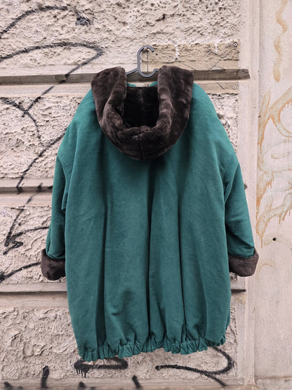 Giacca vintage in panno verde bottiglia