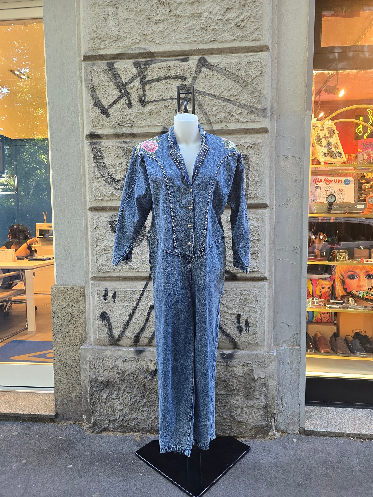 Tuta vintage jumpsuite in denim anni '80