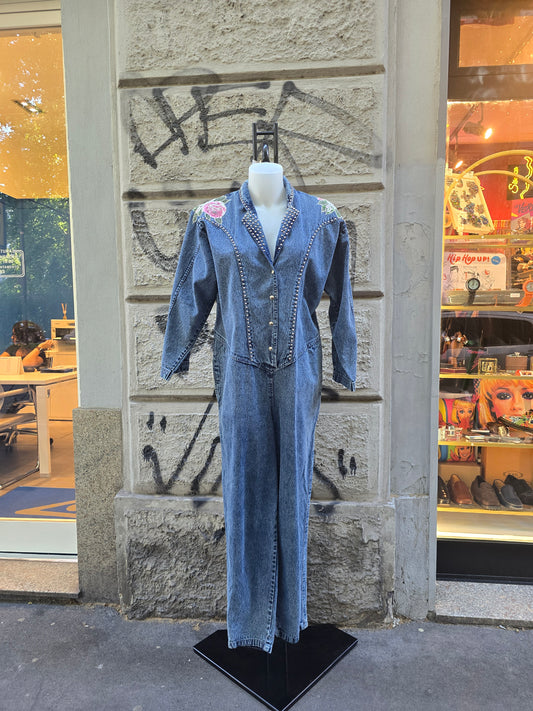 Tuta vintage jumpsuite in denim anni '80