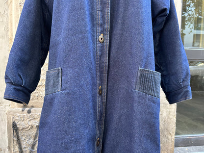 Cappotto donna anni 80 sherpa in jeans vintage