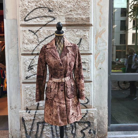 Cappotto vintage in vera pelle artigianale