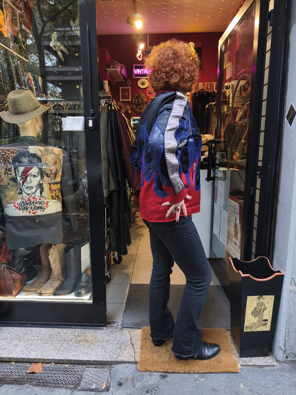 Bomber uomo Diesel vintage in raso e vera pelle