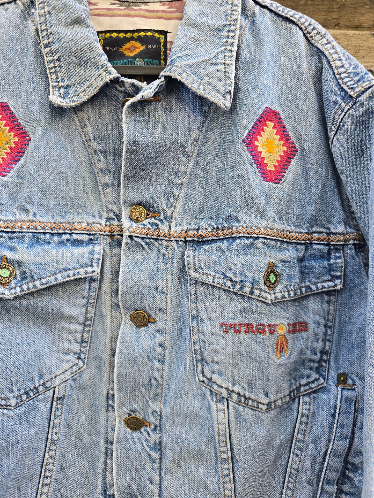 Giacca vintage in denim Turquoise