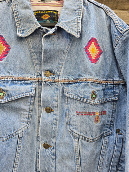 Giacca vintage in denim Turquoise