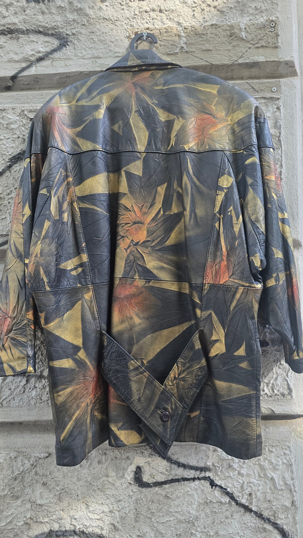 Giacca vintage in vera pelle tinta a mano