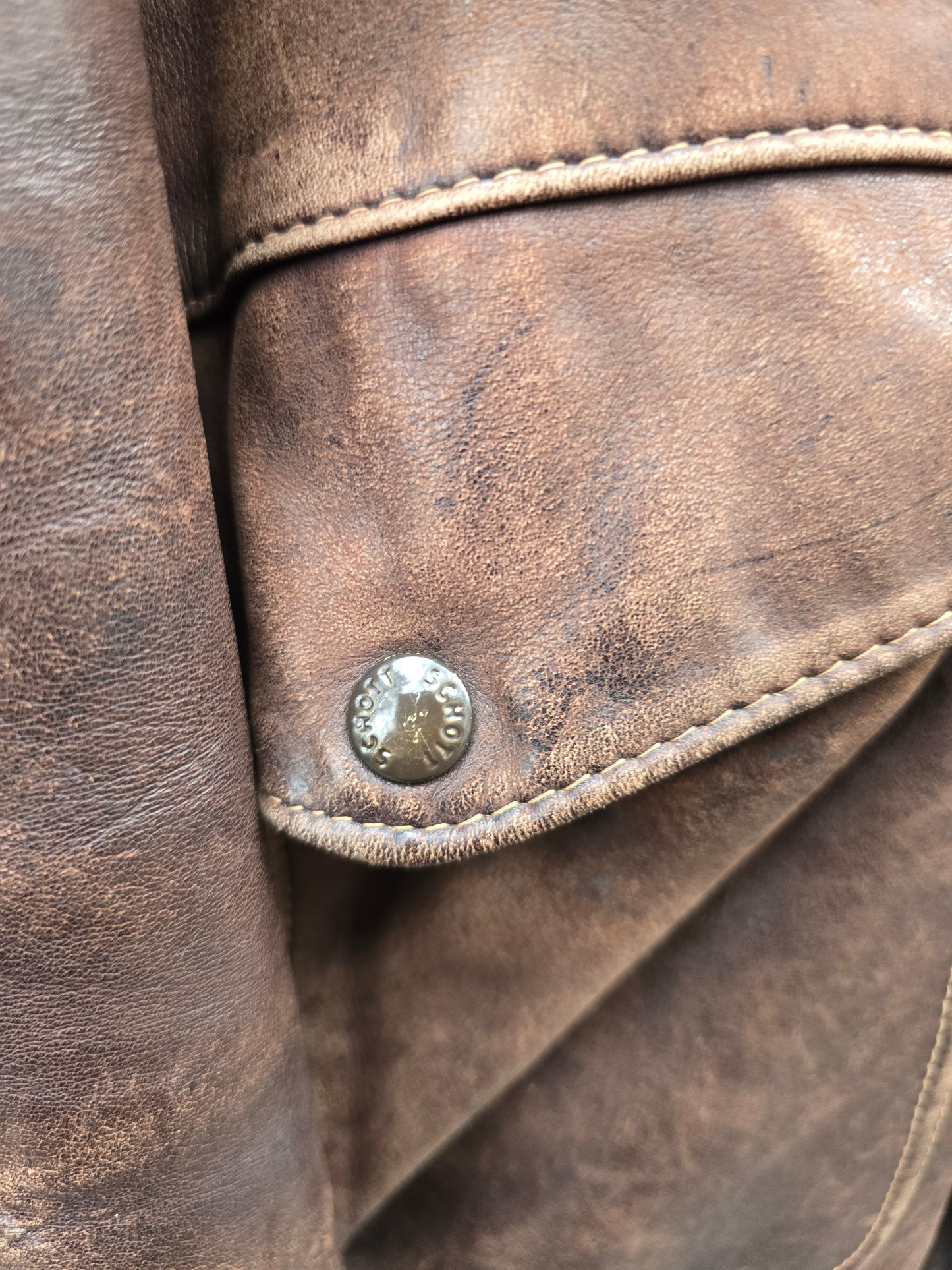Schott vintage aviatore in vera pelle marrone