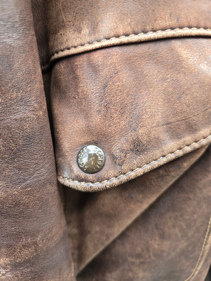 Schott vintage aviatore in vera pelle marrone