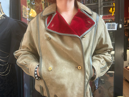 Giacca donna vintage in camoscio e velluto