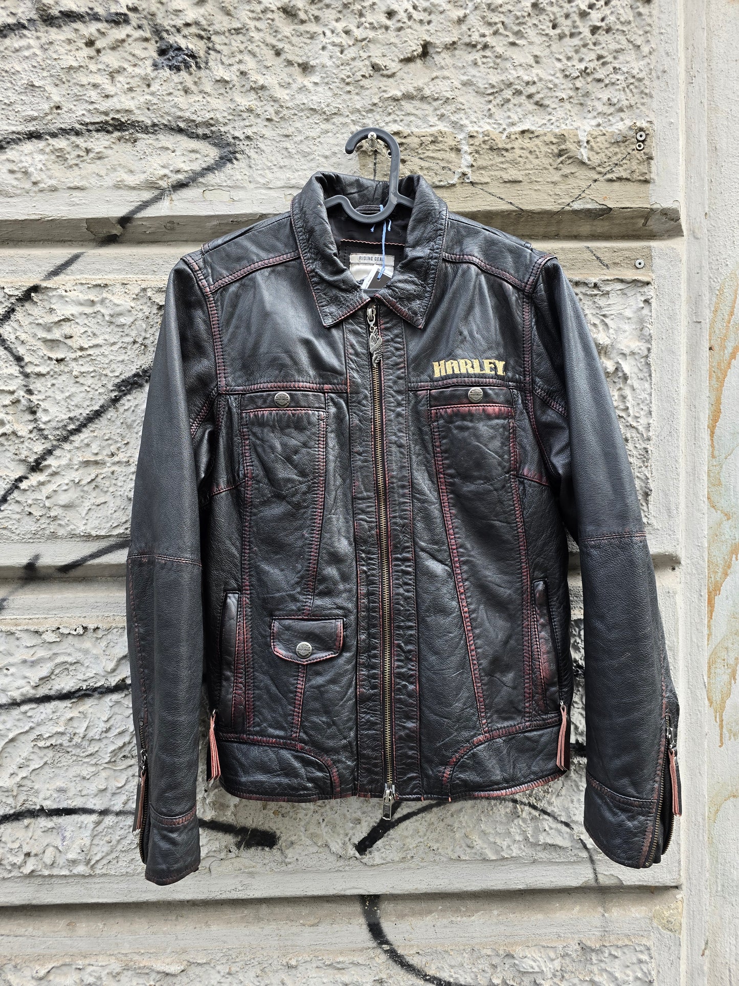 Giacca vintage in pelle Harley Davidson Riding Gear
