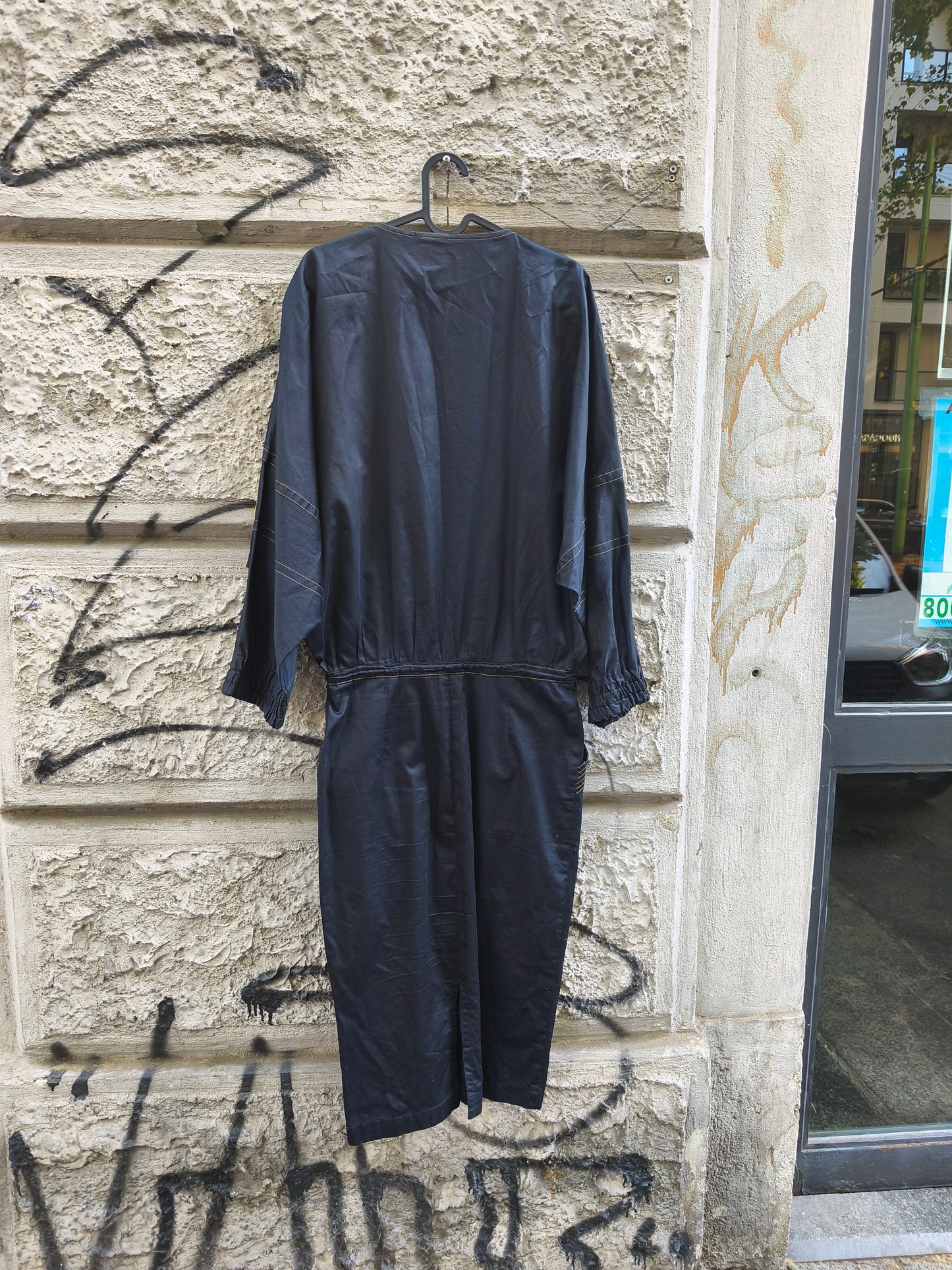 Abito vintage anni 80 maniche pipistrello cotone e seta