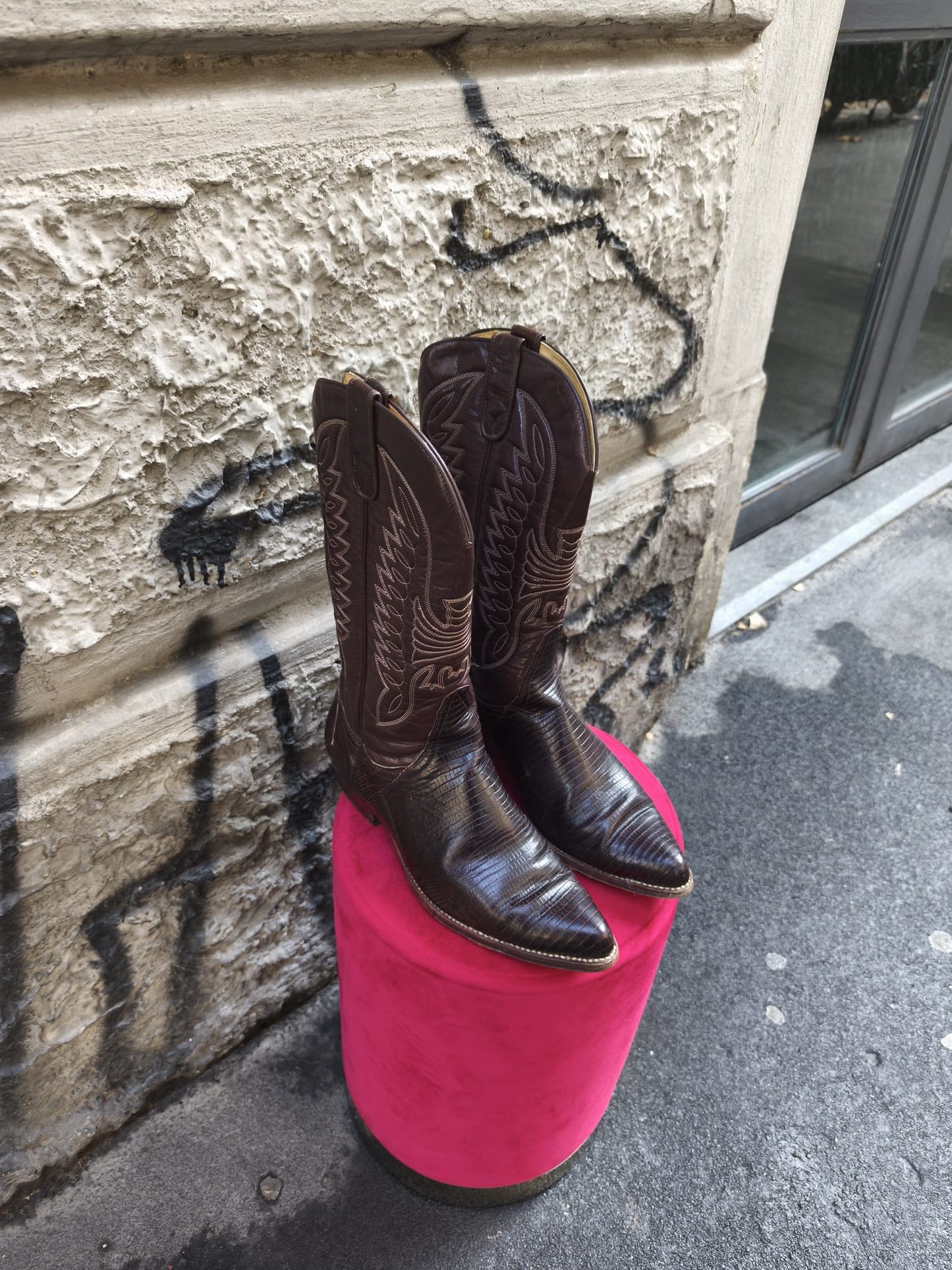 Stivali uomo vintage Sancho in vera pelle marrone numero 43